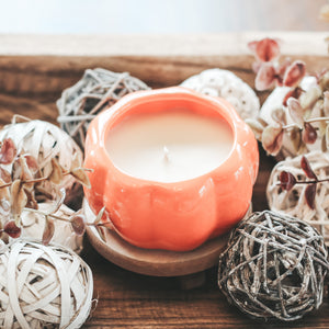Ceramic Pumpkin Candle - Orange