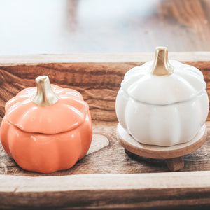 Ceramic Pumpkin Candle - White